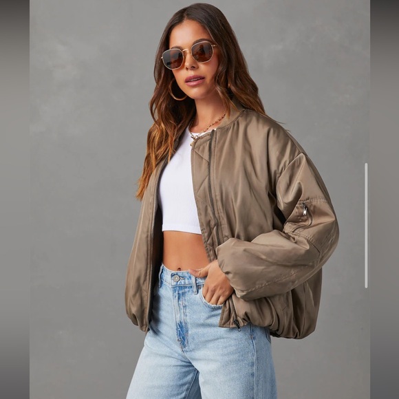 Olia Jackets & Blazers - NWT Olia from Vici Oversized Olive Bomber Jacket
